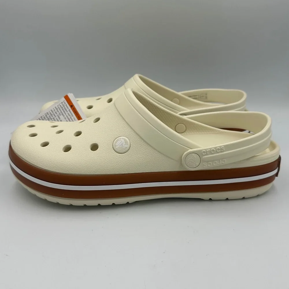 Crocs Crocband Gum Clog M9/W11 Stucco White New Retro Sporty Slip-On Comfort NIB